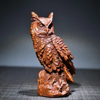 Archaize seiko Hand-carved boxwood owl desktop decoration crafts statue 2
