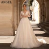 ANGEL Exquisite Wedding Dresses Long Sleeves Sexy Backless Bride Gowns Applique Princess Tulle A-Line vestidos de novia 1