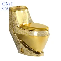 Cuvette de toilette monobloc de luxe dorée électroplaquée pour hôtel 1