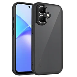Enhanced Acrylic Frosted Semi - Transparent Phone Case with PC Back Cover for Infinix Smart 10 Plus (Black)