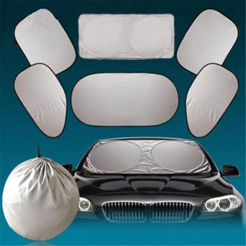 6pcs/Set Car Windshield Sun Shade for Side Windows Protection From Sun UV Rays & Heat, with Storage Pouch ,Window Sun Blocker