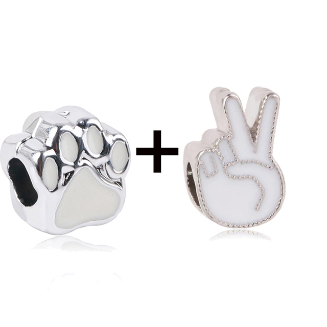 New Design White Heart Charm Beads Pendant Fit European Style Brand Bracelets Necklaces For Women Jewelry Making