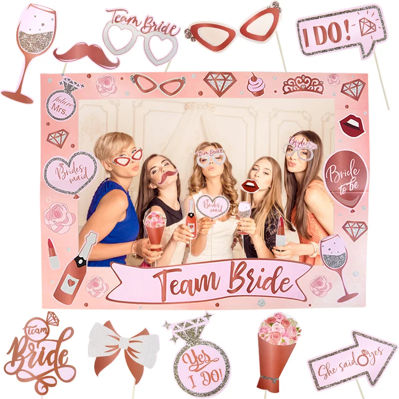 Wedding Decoration Photo Props Team Bride To Be  Bachelorette Party Paper Photobooth Frame For  Bridal Shower Hen Party Supplies