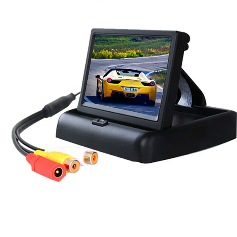 Foldable 4.3" TFT LCD HD800*480 Screen Car Monitor Reverse Parking monitor with 2 video input,8 led car Rearview camera gift