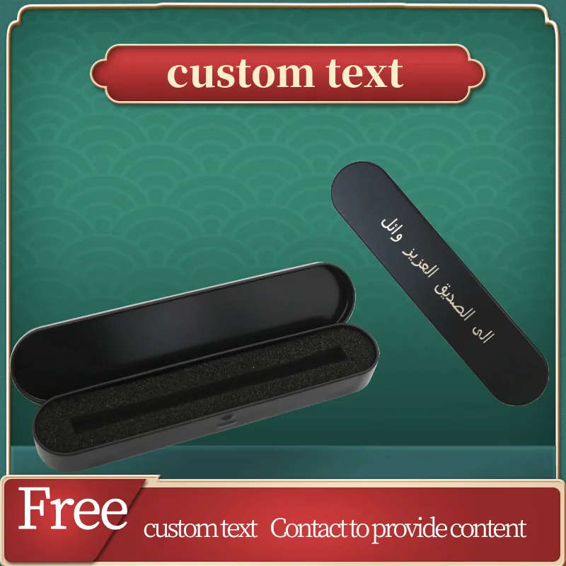 Metal pen case professional text Black Silver pencil box Can make company pencil cases stationery box