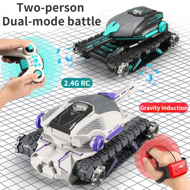 RC Car Large 4WD Tank Water Bomb Shooting Competitive Rc Toy Big Tank Remote Control Car Multifunctional Off-road Kids Toy Gift 5