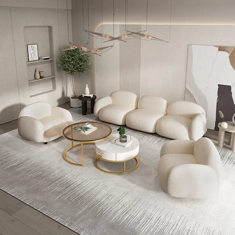 

Nordic living room creative lamb sofa reception casual three sofa clothing store single sofa chair
