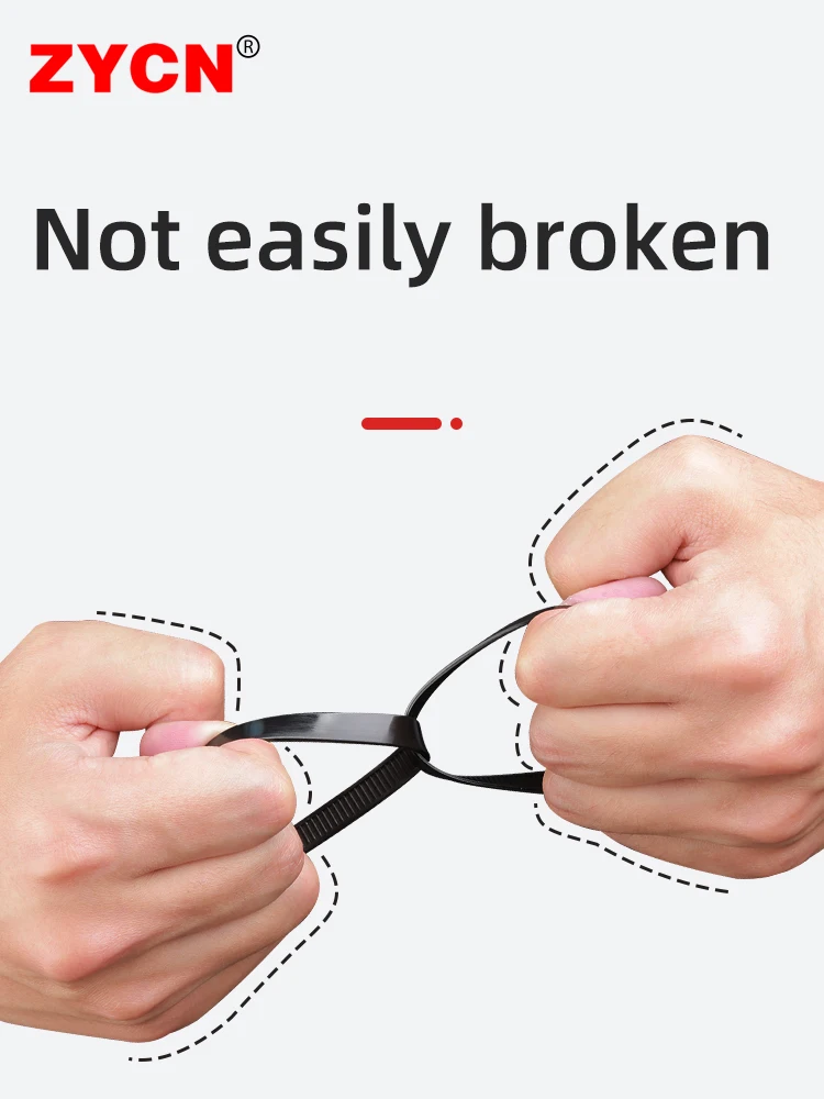 8 Series Width 7.5MM 200/250/300/350 Nylon Ties Cable Plastic Wire Fixed Strap White/Black Self-Locking StrongTensile 100Pcs