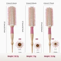 Brosse à cheveux ronde professionnelle en bois à poils de sanglier, 6 tailles, pour salon et usage domestique, outil de coiffage pour volume, franges et boucles 3