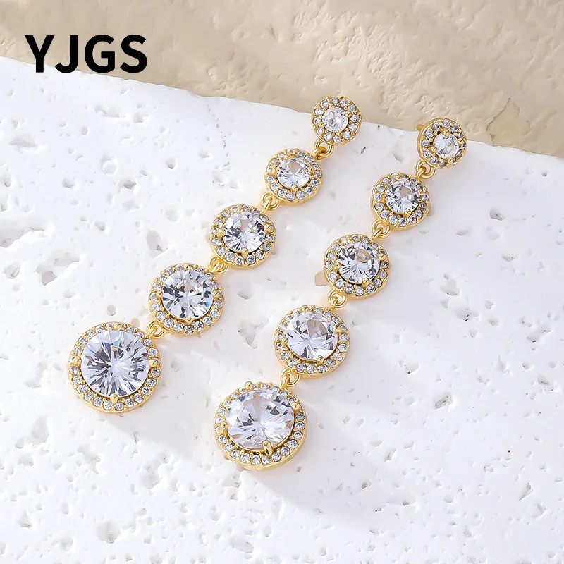 

YJGS Long Zircon Earrings Suitable for Face Size, with a Refreshing Korean Style Earring Pendant