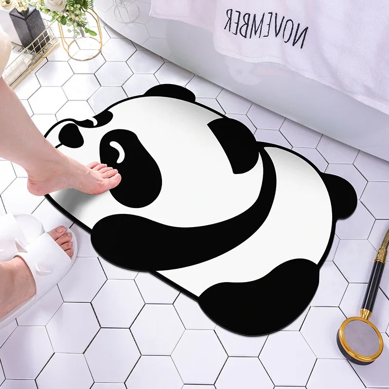 Quick Drying Cute Cat Dog Panda Super Absorbent Bath Mat Anti-Slip Mat Skin Floor Mats Toilet Carpet Home Decor