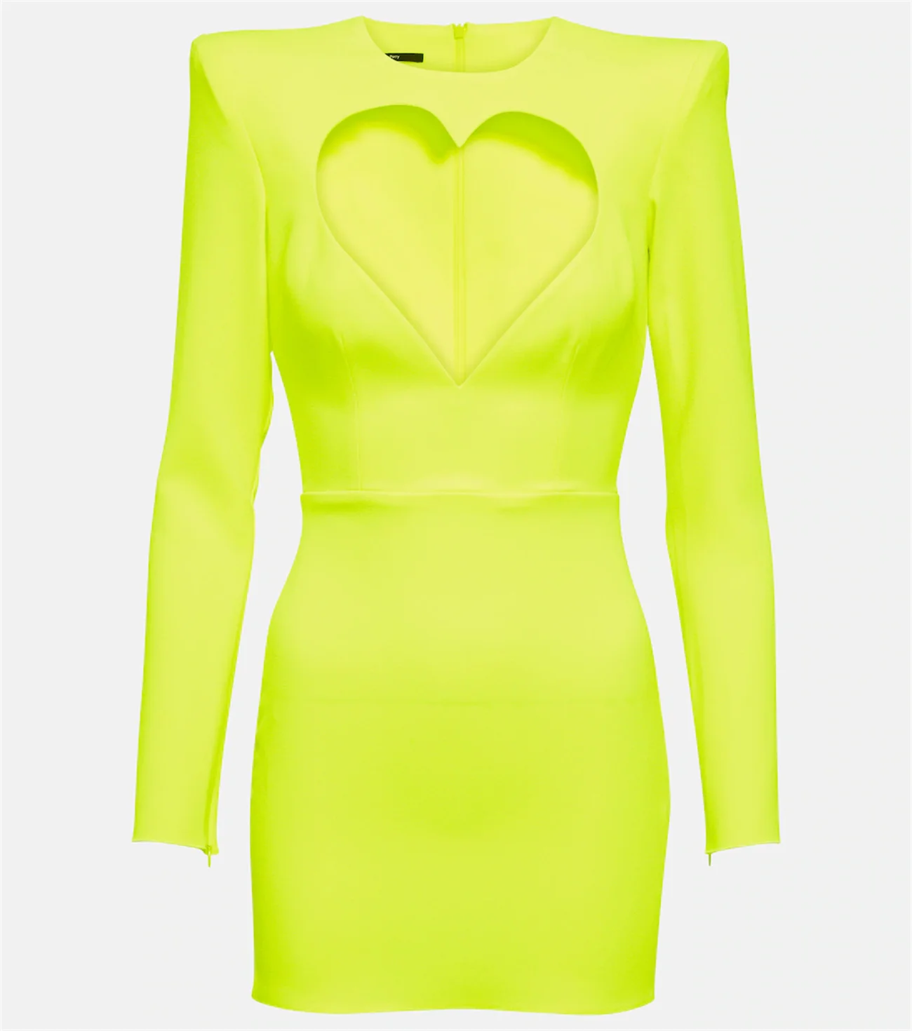 green emerald velvet dress Front Cut-Out Lime Green Bodycon Midi Dress– PromGirl main image 0