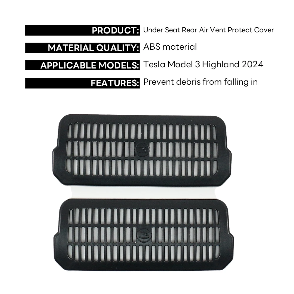 2pcs for Tesla Model 3 Highland 2024 Air Outlet Protect Cover Under Seat Anti-du