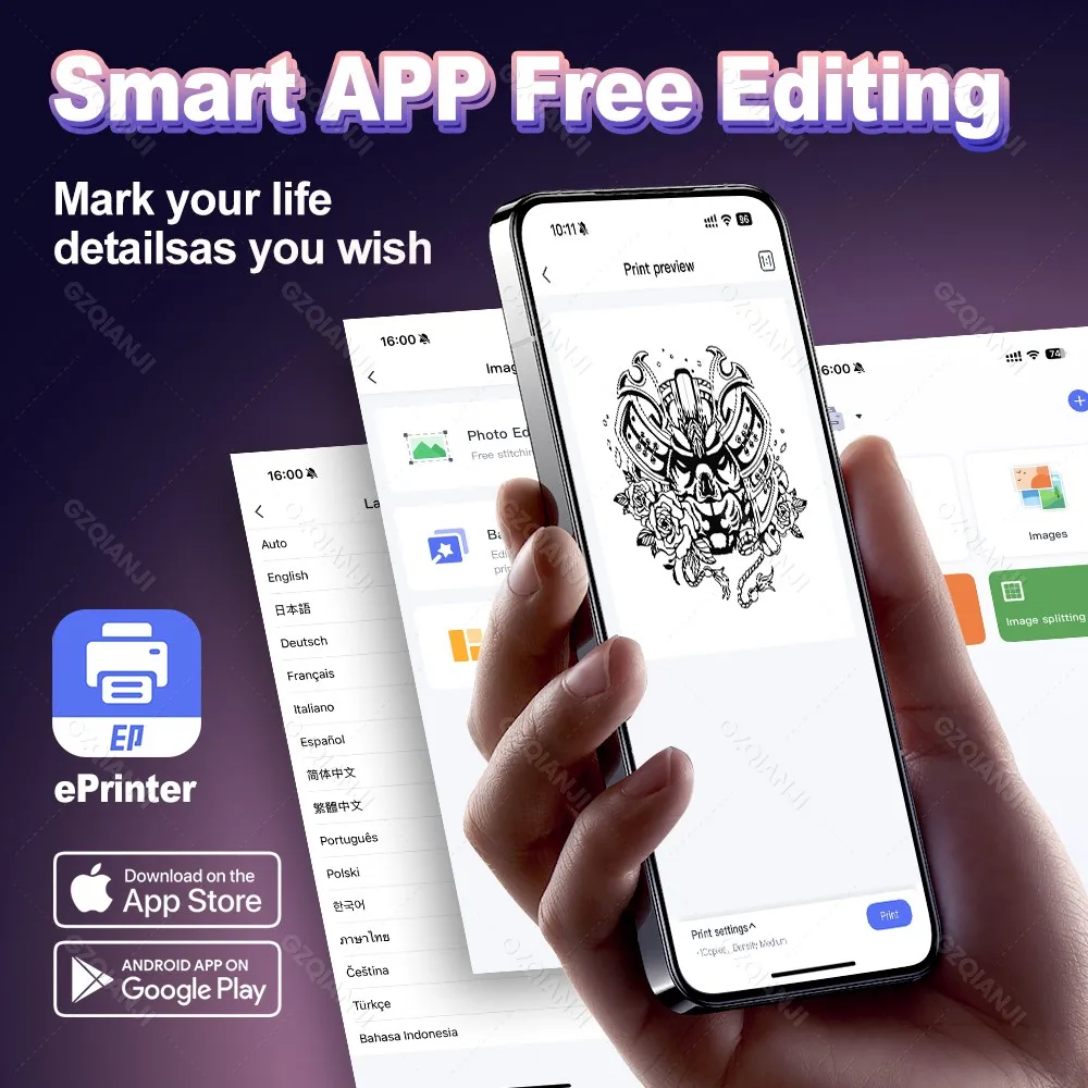 80mm Mini Tattoo Stencil Printer AIMO MR3 Wireless Thermal Tattoo Maker & 3inch Transfer Paper Fucos on Small Tattoo Pattern New