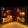 DIY Book Nook Wooden Miniature Model Kit Chinese Food Street Casa Bookend 3D Puzzle With Light Bookshelf Home Decor Friends Gift 2