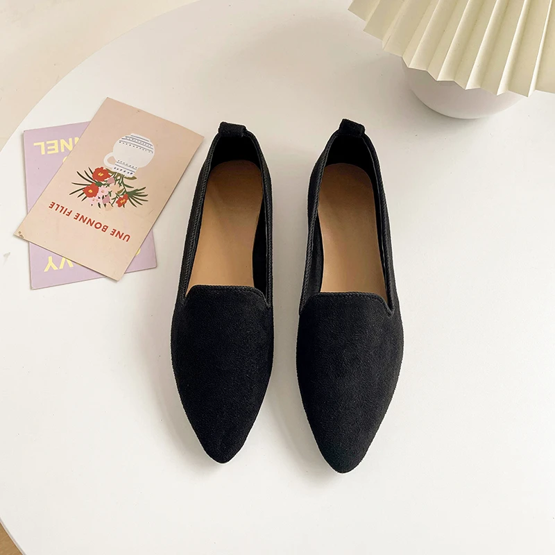 Fashion Slip on Loafers Breathable Stretch Ballet Shallow Flats Women Soft Bottom Pointed Toe Boat Shoes plus size 43 women loafers