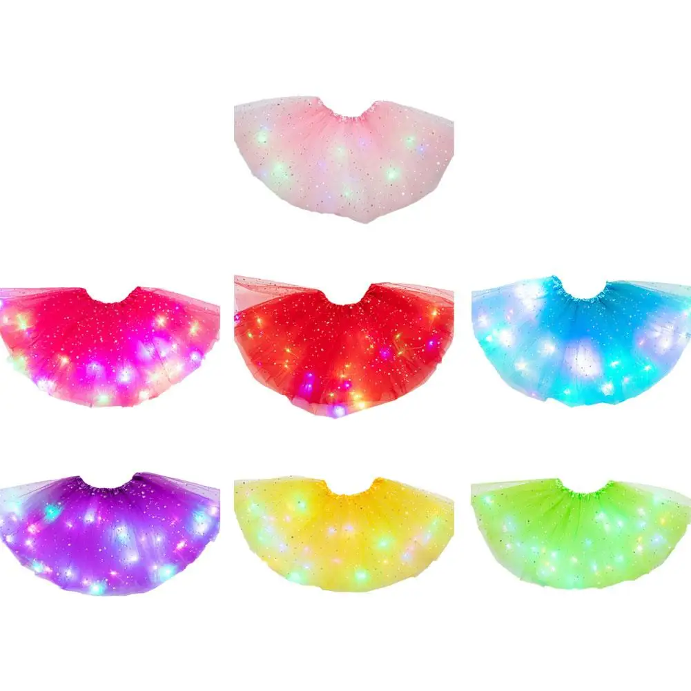 Ballet Tutu Skirt Children Skirts LED Clothing LED Glowing Light Girls Tulle Star Short Tutu Skirt Children Fancy Ballet Dancewear Tulle Light Up Short Dress Up Costume