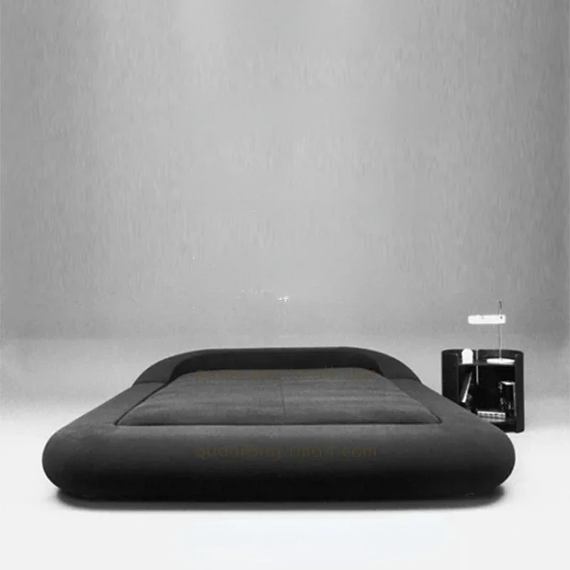 

Modern Silent Style Bed Fabric Bed round Edge Black Simple Modern Minimalist Style Nordic House Silent Style Bed