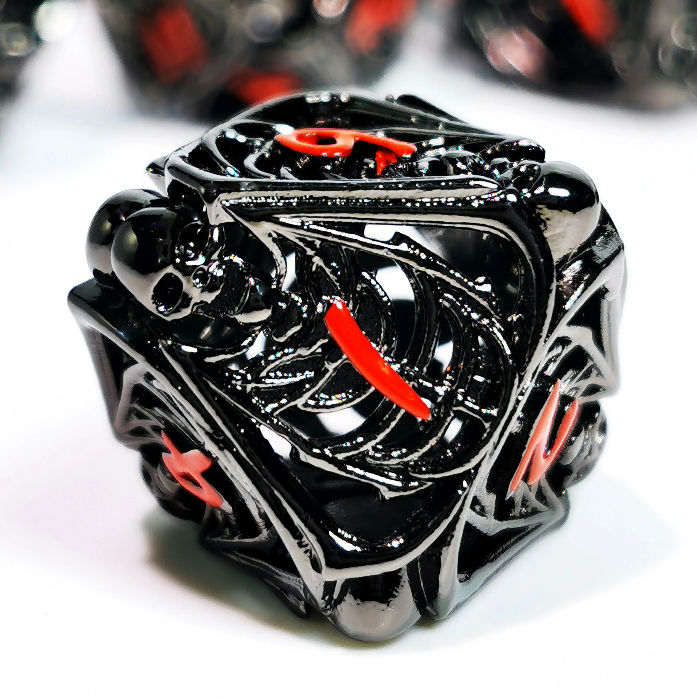 DnD Metal Dice Set - Hollow Skull Black Zinc Alloy 7pc Polyhedral Dice for Dungeons and Dragons RPG Games 3