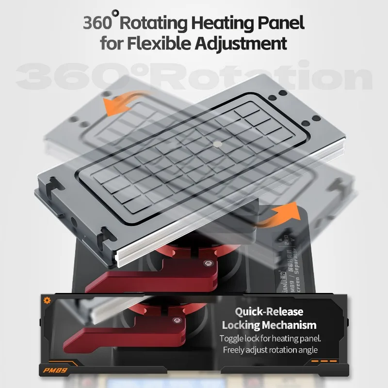 QIANLI PM89 LCD 스크린 분리기 360 °   직선/곡선/접이식 휴대폰 화면 수리용 회전 가열 플랫폼