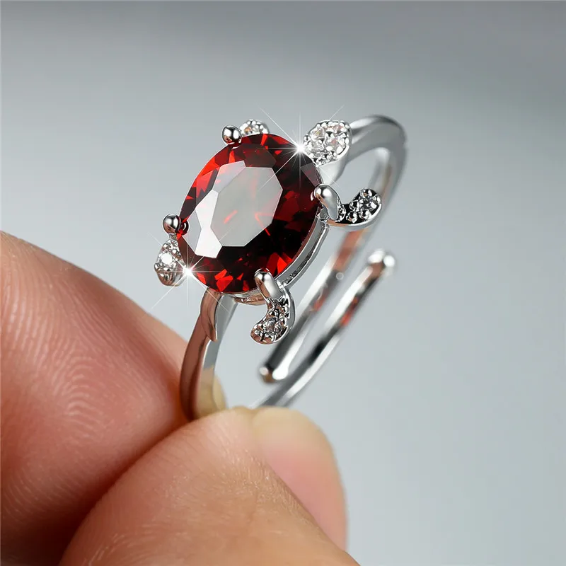 Boho Silver Color Animal Ring Big Oval Stone Sea Turtle Ring Multicolor Birthstone Open Adjustable Rings For Women Ocean Jewelry finger rings fashion rings fashion ring metal rings stone rings bohemian rings