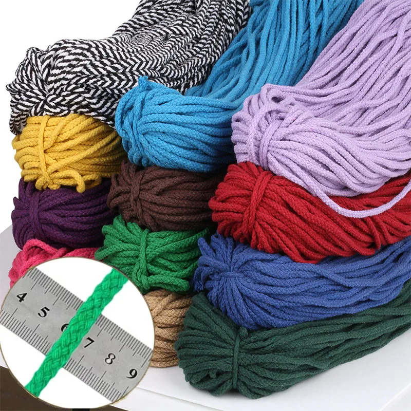 5/10Meters 5mm Colored Twisted Cord Rope 100% Cotton Woven Rope Cords ...