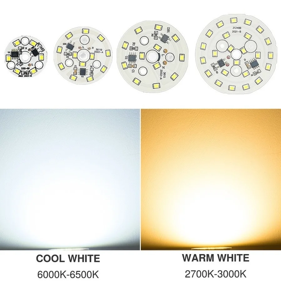 OuuZuu LED Chip 3W 5W 7W 9W 12W 15W No Need Driver AC 220V-240V SMD 2835 Cold Warm White Round Lamp Beads for Downlight