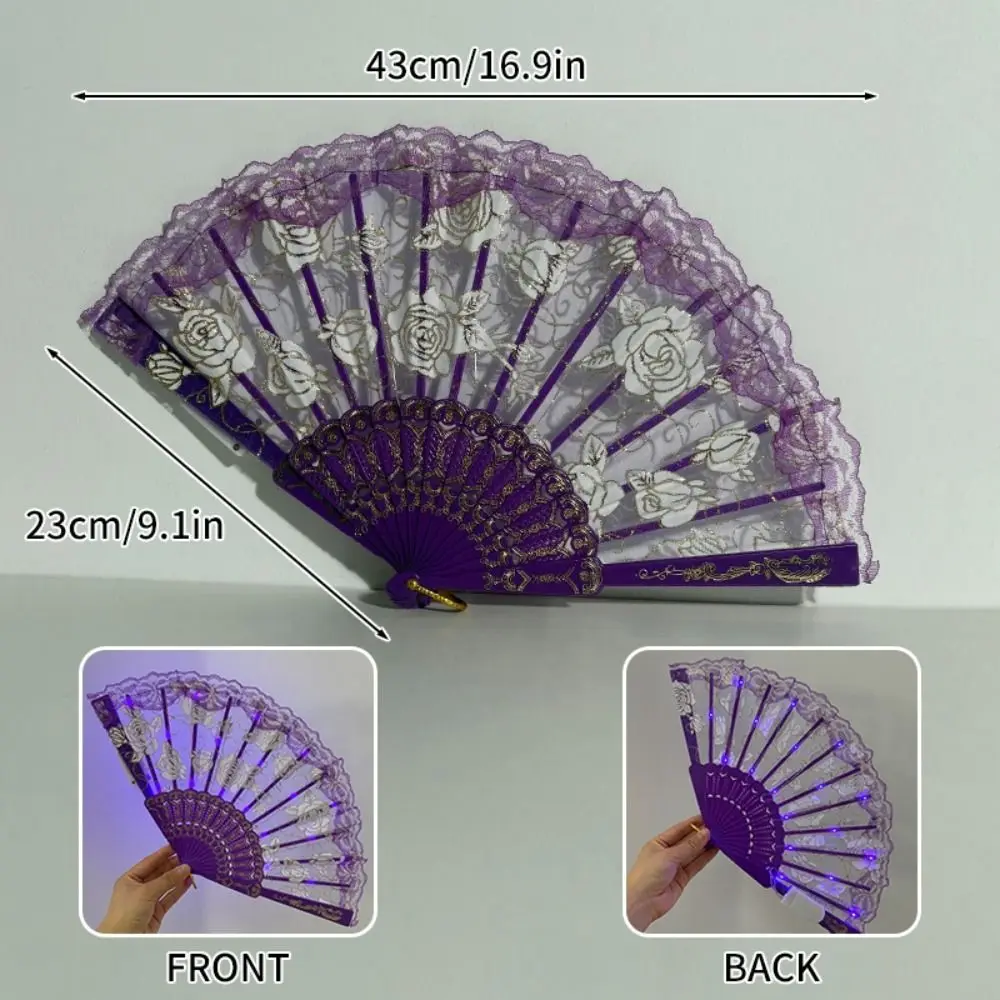 Creative Glow Folding LED Fan Portable Colorful Dancing Light Fan LED Luminous Glow in The Dark LED Luminous Fan Rave Festival