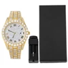 Hip-hop Punk Quartz Watch Stylish Full Diamonds Watch 2 Styles to Choose Bundled Size Adjuster Men Women Party Jewelry Gift Box 6