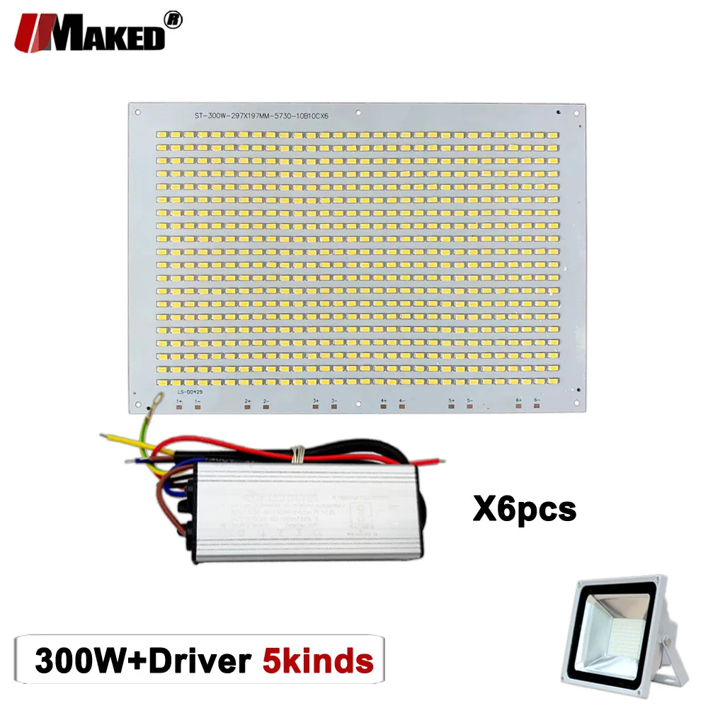 

Full Power 300W LED PCB+ Driver Kits Replace AC85-265V SMD 5730/2835/5054 Light Source Panel For Outdoor Floodlight Lamps DIY