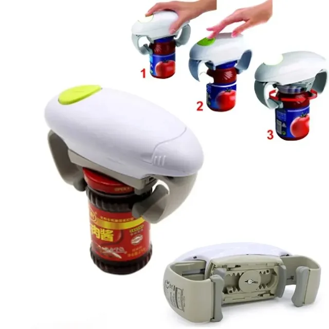 Abrelatas eléctrico de borde liso, práctico y automático, abrelatas de doble oreja, abrelatas de vidrio para cocina - Image 4