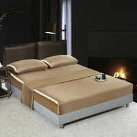 Satin Bedsheet Set High Quality Solid Color Fitted Sheet Set Single Double Queen King Size Flatsheet Set Luxury Bedding 1
