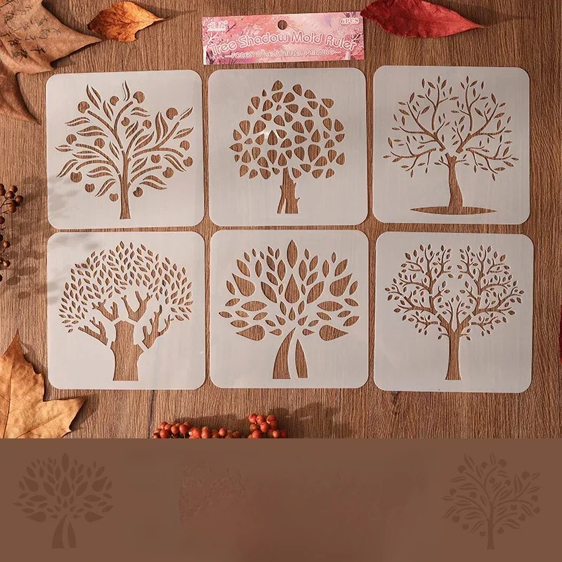 FINGERINSPIRE - Plantilla De Decoración De árbol De La Vida, 11.8 X 11.8 Pulgadas, Diseño De árbol En Forma Humana, Plantillas Cuadradas Reutilizables Para Proyectos De Arte, Pintura En Madera, Piso