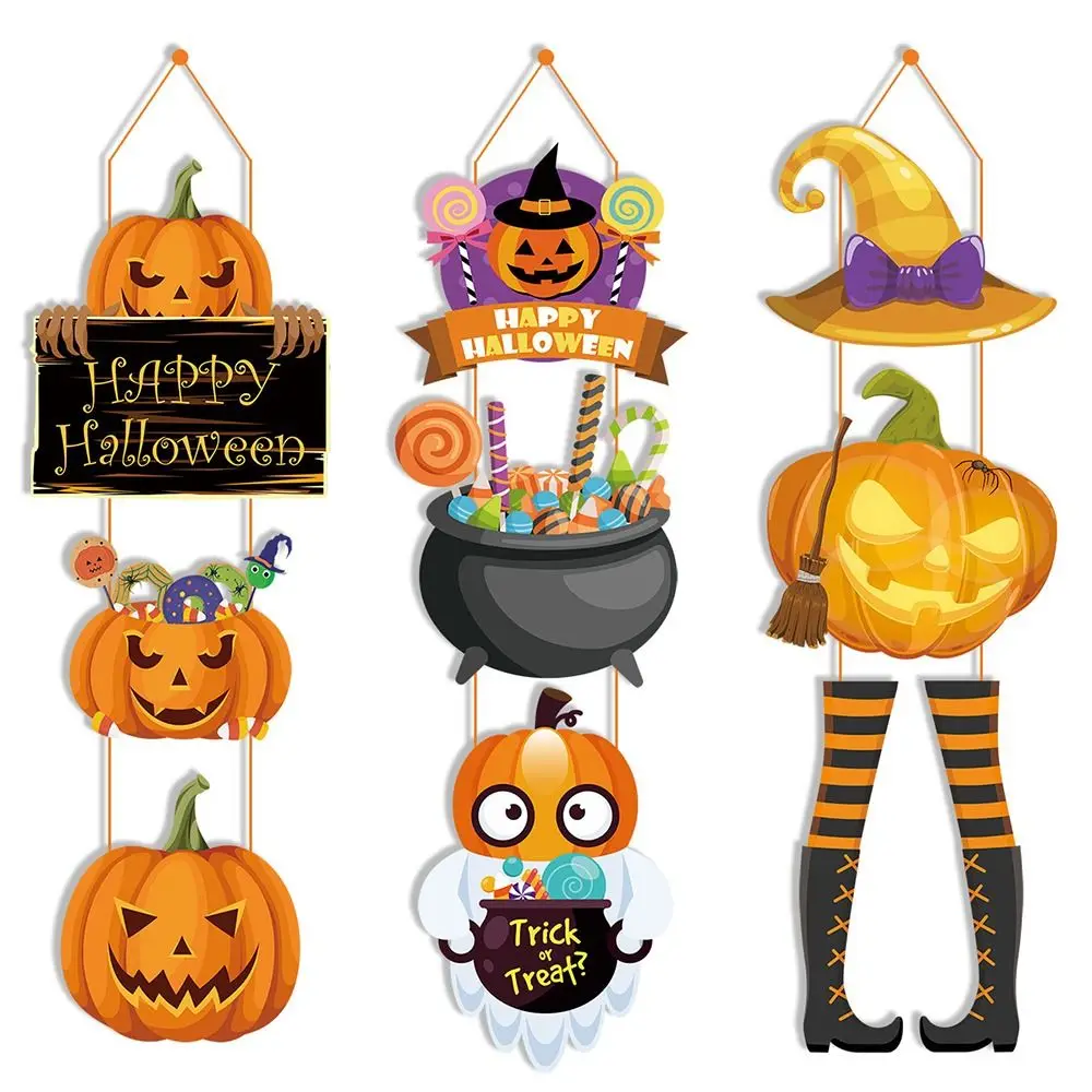 300G White Card Halloween Door Hanging Crafts Pumpkin/Ghost/Magic Hat Halloween Door Pendant Ornamenti Per Porte Di Halloween