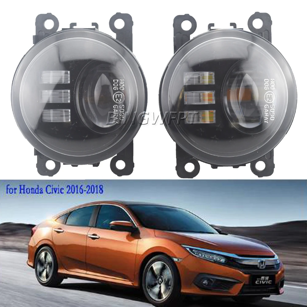 Car Double LED Fog Lights Fog Lamp Headlights For Honda Civic 2016 2017