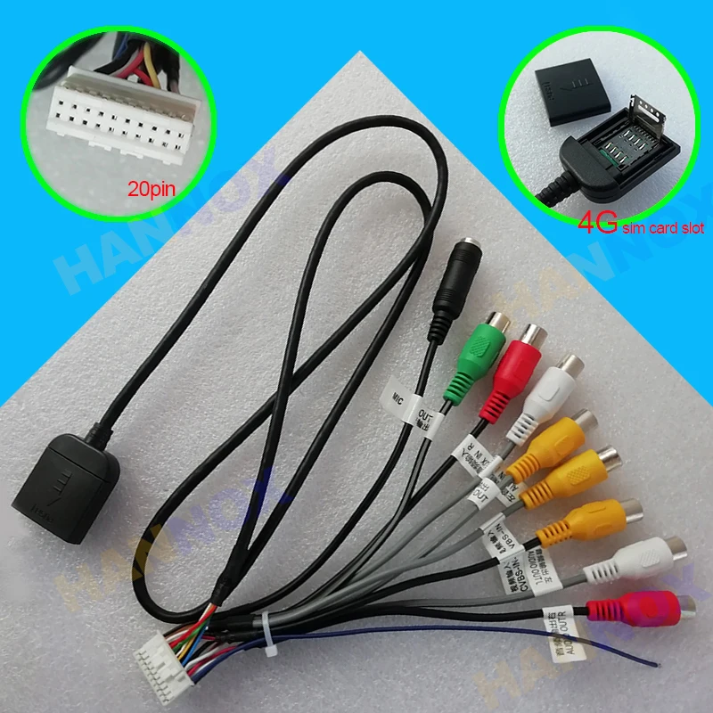 HANNOX Car Radio CD DVD Stereo Audio Player Universal RCA AV Car Line Out Adapter Multi-functional Output Cable 3G 4G SIM Slot