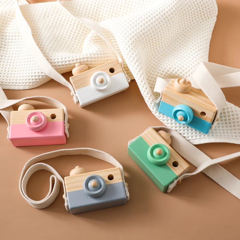 Wooden Camera Baby Toys Montessori Building Block Pendant for Children Fashion Camera DIY Presents Education game Nursing Gift 1