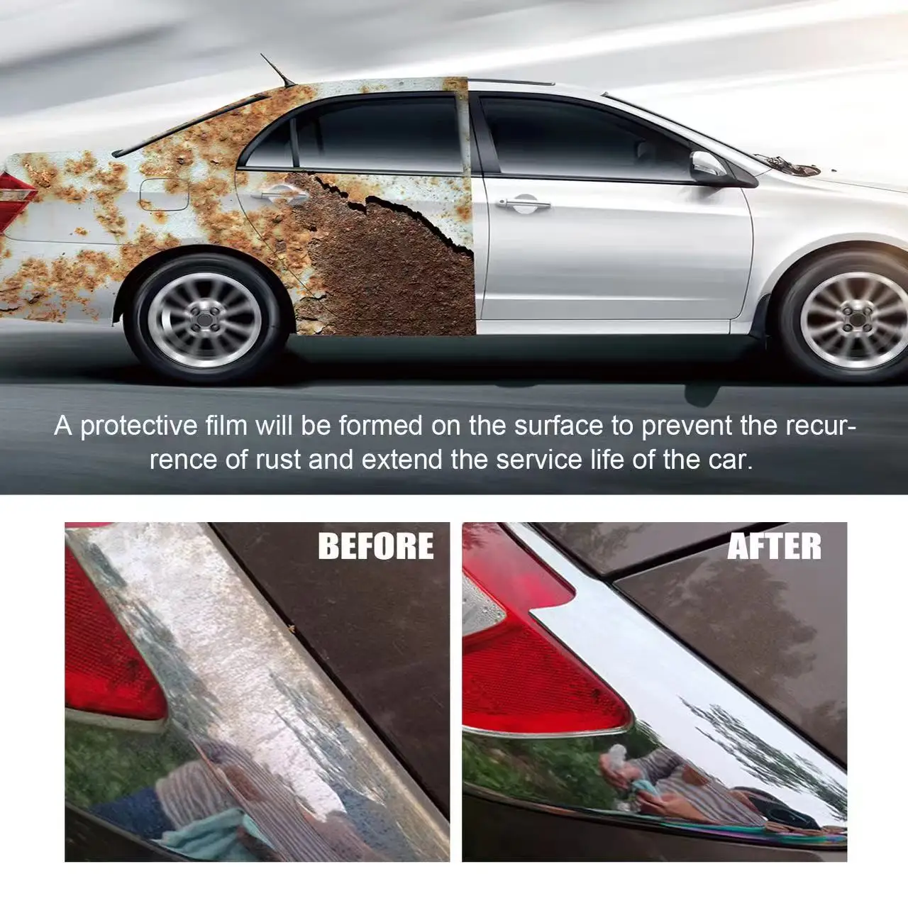Homonth car rust remover, anti-rust, cleaning and refurbishing agent for metal parts, anti-oxidation and rust conversion agent
