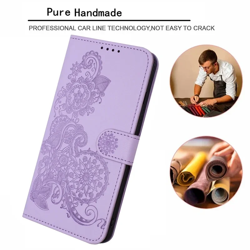 For Motorola Moto G55 5G Case Paisley Leather Flip Stand Phone Case on For Etui Motorola MotoG55 G 55 Moto G35 Wallet Book Cover 4