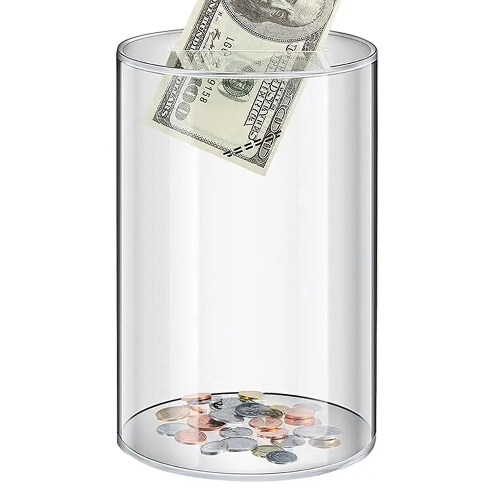 Large Piggy Bank for Adults Kids Vcertcpl Acrylic Clear Piggy Bank Coin Bills Bank Money Saving Jar Unopenable Change Jar 5