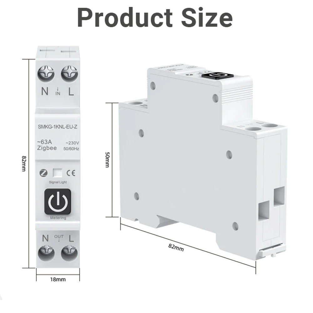 Smart Circuit Breaker Power Metering 1P 63A DIN Rail Remote Control Timer Switch Work with Smart Life Alexa Google