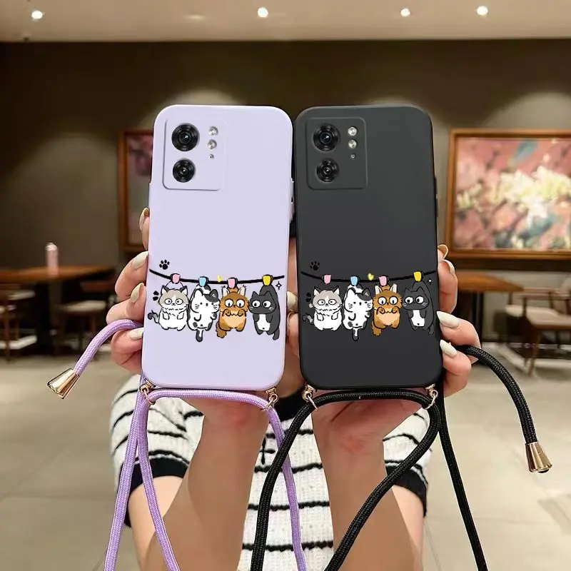 EDGE40 Four Little Cats Silicone Lanyard Phone Case