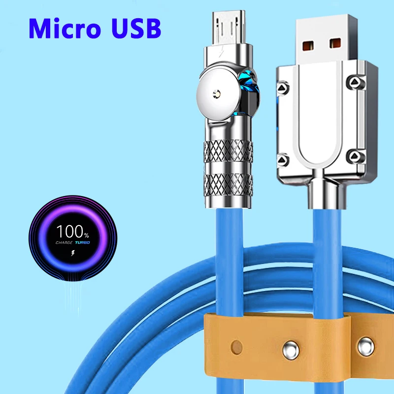 ตัวเลือกสินค้า Micro USB 120W 3A ข้อศอก Fast CHARGING Data CABLE สําหรับเล่นเกมสําหรับ Samsung Galaxy S7 S5 Xiaomi Android ชาร์จสาย USB