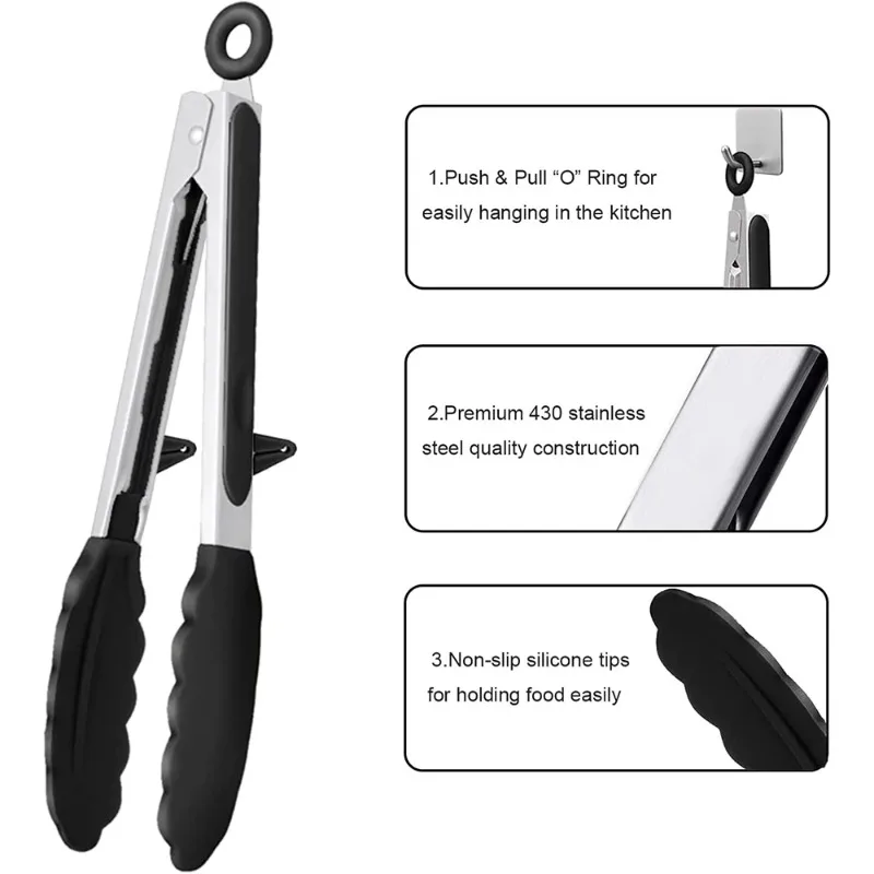 Silicone Kitchen Food Tongs 5