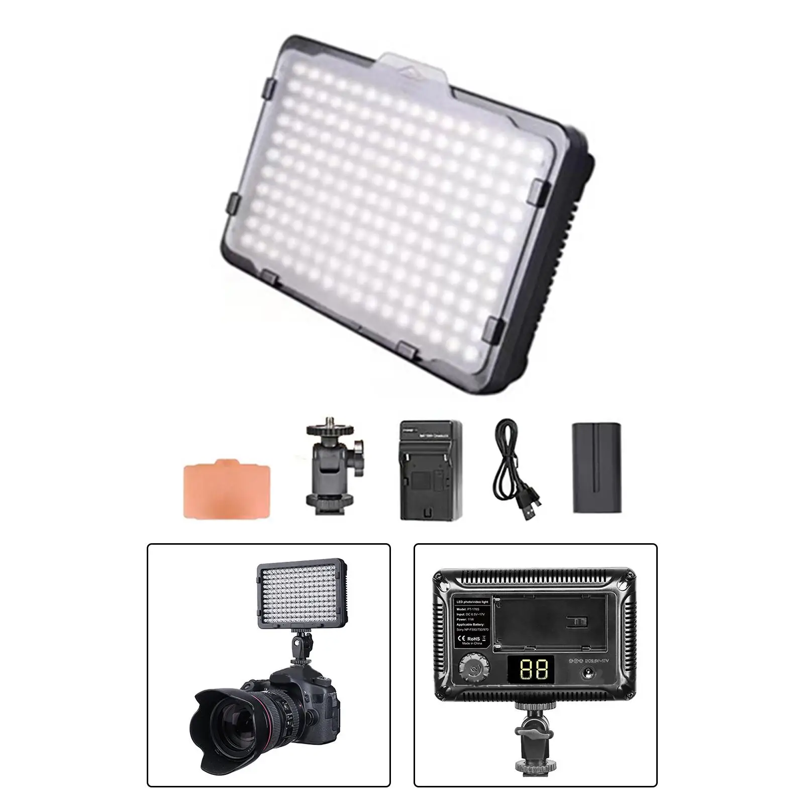 176 DSLR LED Video Light On Camera Photo Studio Lighting Hot Shoe LED Vlog Fill Light Lamp for Smartphone DSLR SLR Camera
