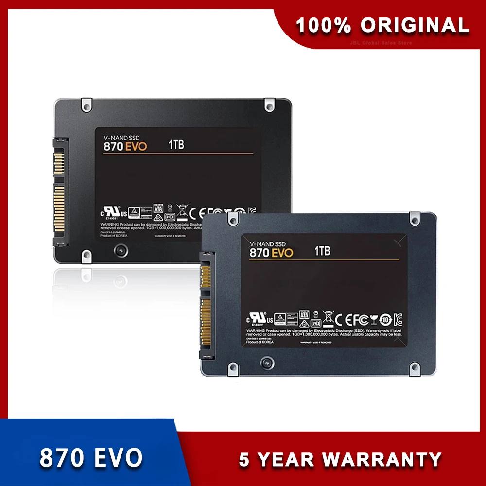 SSD 870EVO 내장 솔리드 스테이트 디스크, 고속 저장 디스크, SATA3 하드 드라이브, 노트북 데스크탑 PC용, 2.5 인치, 2TB, 4TB, 1TB