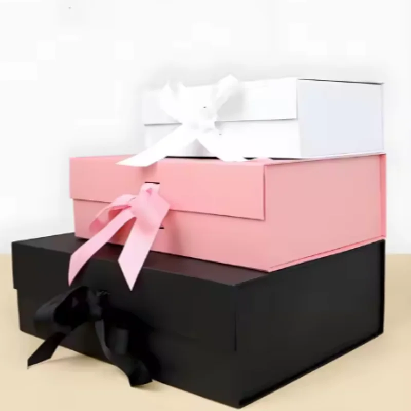 Wholesale 100pcs Custom Foldable Magnetic Gift Boxes with Ribbon, Luxury Book-Shaped Pa... - SKU CFMB2234 - UGI Packaging