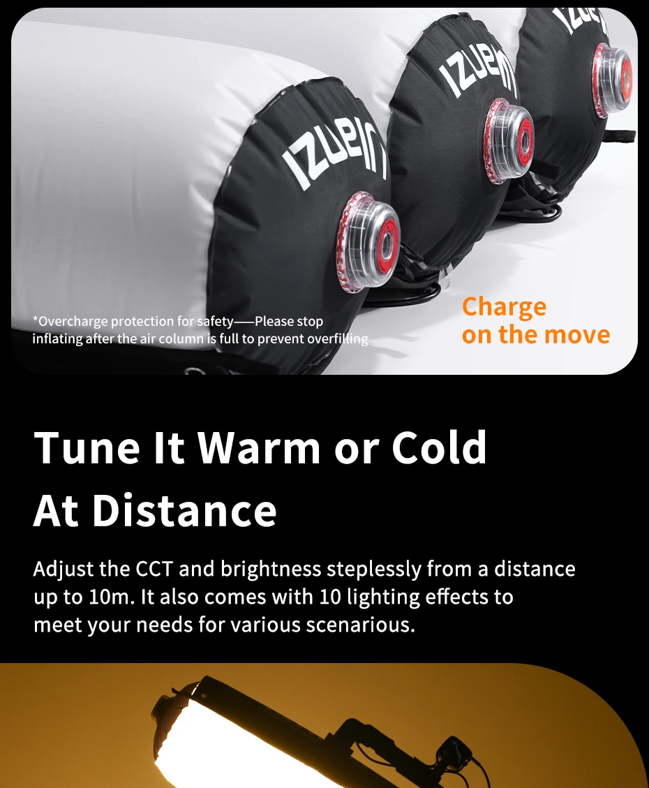 AL60 AL120 68W 136W Inflatable Air Tube Light APP Control LED Light 2700K-6500K