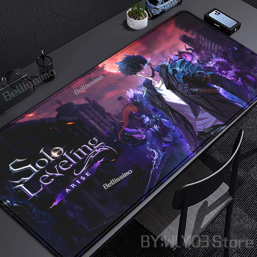 Premium Anime Solo Leveling Gaming Desk Mat - Extra-Large Non-slip HD Mouse Pad with Locking Edges (90x40cm)