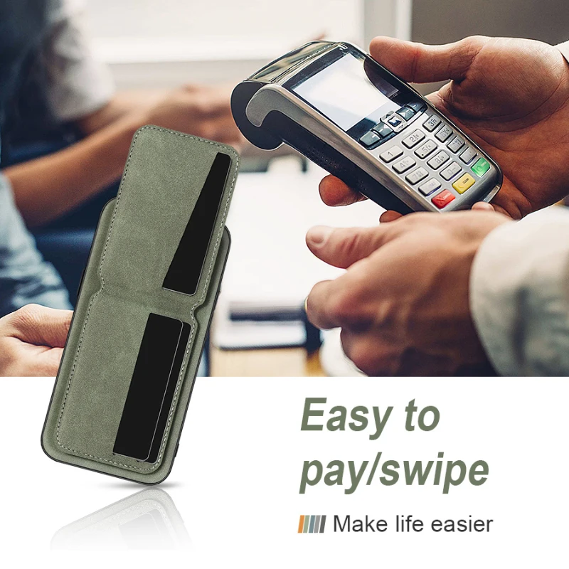 Solid Color Leather Wallet Phone Case with Card Slot and Shockproof Bracket